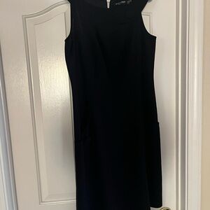 Ellen Tracy Blue Asymmetrical Halter Sheath Dress